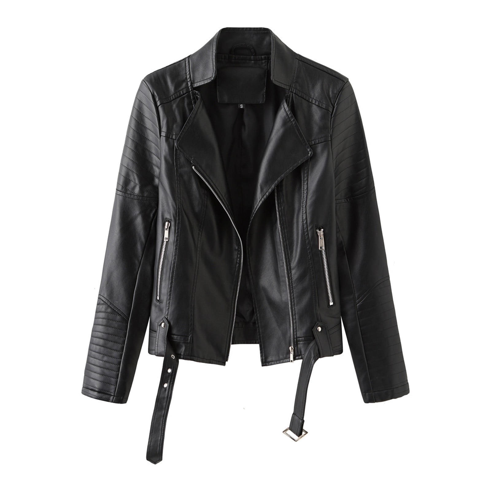 Women’s Cropped Faux Leather Zip Jacket