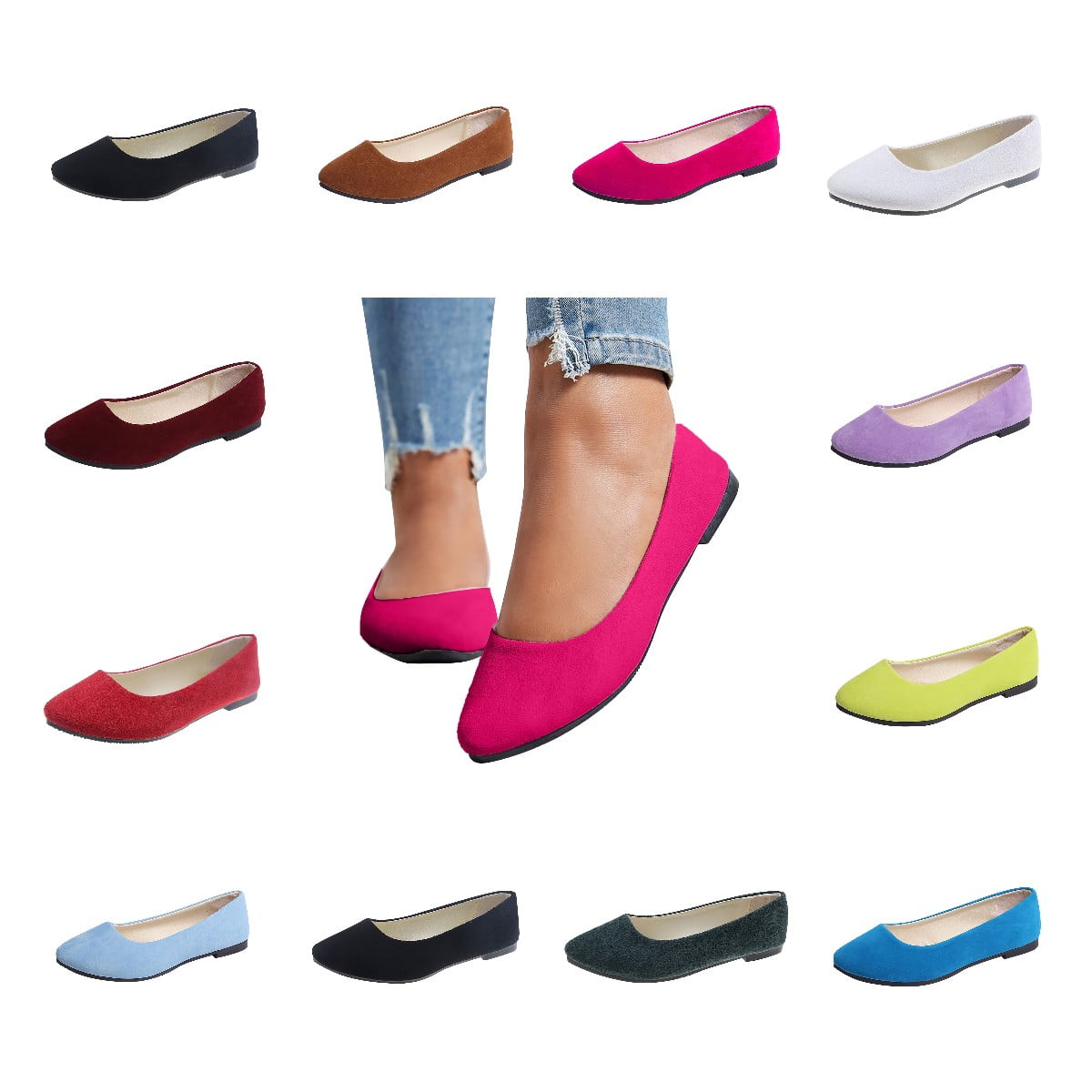 HTNBO Flat Shoes for Women Comfortable Dressy Casual Round Toe & Slip