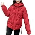 thumbnail image 1 of HTNBO Fleece Lined Puffer Jacket Women Winter Warm down Jacket Drawstring Waist Winter Outwear with Hood, 1 of 3
