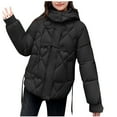 thumbnail image 1 of HTNBO Fleece Lined Puffer Jacket Women Winter Warm down Jacket Drawstring Waist Winter Outwear with Hood, 1 of 3