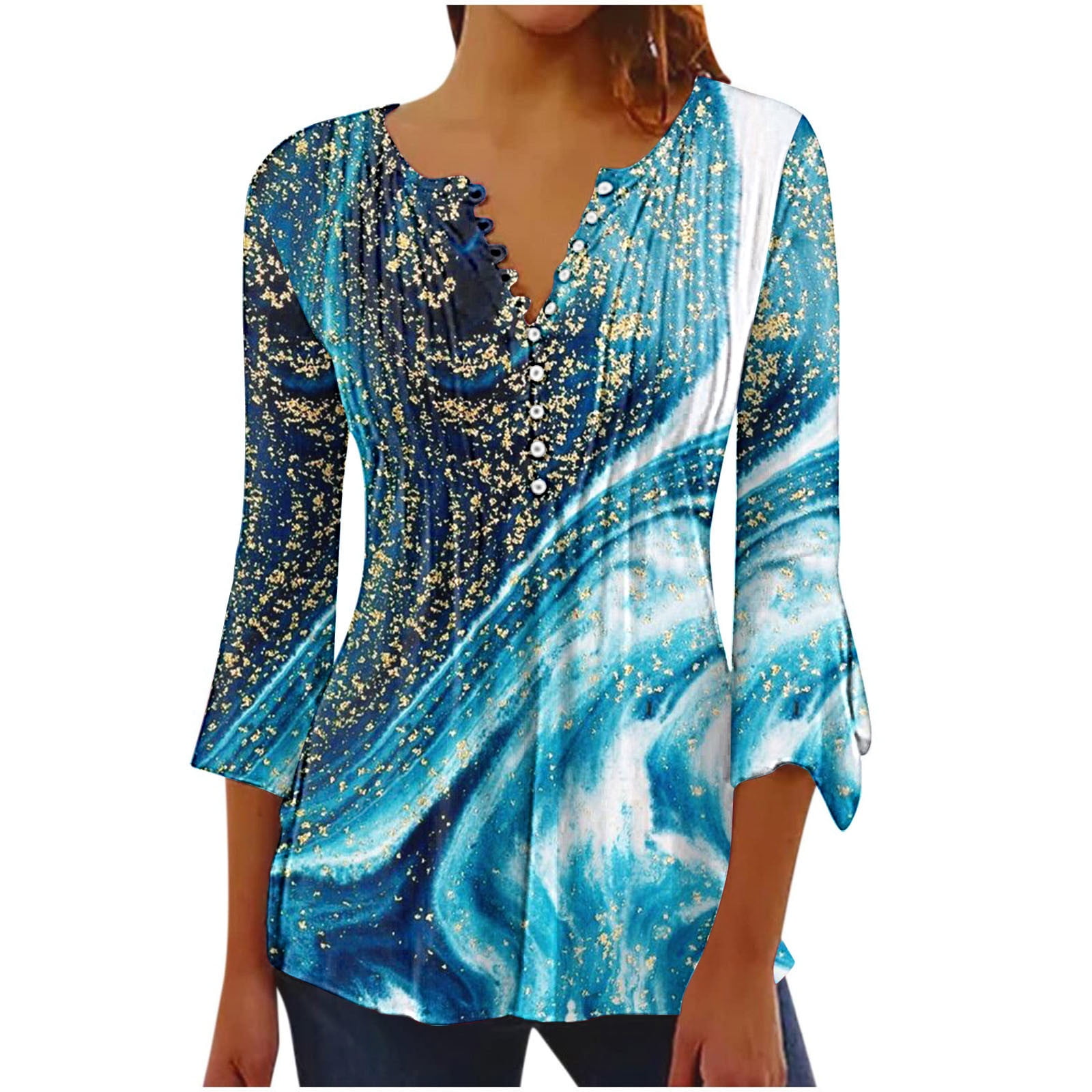 Buttoned Floral Loose Casual Blouse