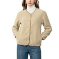 thumbnail image 1 of HTNBO Fuzzy Fleece Jacket for Women Collarless Button Down Jackets Fitted Soft Warm Winter Coat Cardigan Sweater, 1 of 3