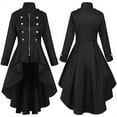 thumbnail image 1 of HTNBO Gothic Steampunk Trench Coat for Women Medieval Tuxedo Ruffle Hem Trench Jacket Classic Halloween Costume, 1 of 7
