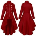 thumbnail image 1 of HTNBO Gothic Steampunk Trench Coat for Women Medieval Tuxedo Ruffle Hem Trench Jacket Classic Halloween Costume, 1 of 2