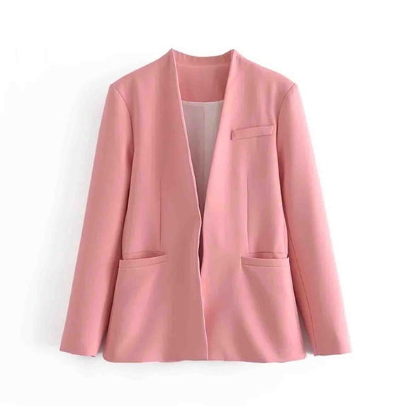 HTNBO Linen Blazer Women 3/4 Sleeve Lightweight Spring Summer Blazer Jackets