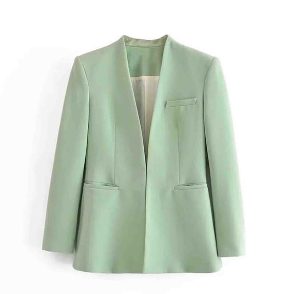 HTNBO Linen Blazer Women 3/4 Sleeve Lightweight Spring Summer Blazer Jackets