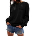 thumbnail image 1 of HTNBO Long Sleeve Shirts for Women Cotton Crewneck Tops Oversized Tshirts Basic Tee Shirts, 1 of 8