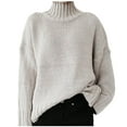 thumbnail image 1 of HTNBO Long Sleeve Sweater for Women Turtleneck Turtl Neck Solid Color Casual Pullover, 1 of 6