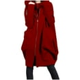 thumbnail image 1 of HTNBO Medium Length Zip Up Hoodies For Women Long Sleeve Oversized Sweatshirts Casual High Neck Jackets With Pockets, 1 of 8