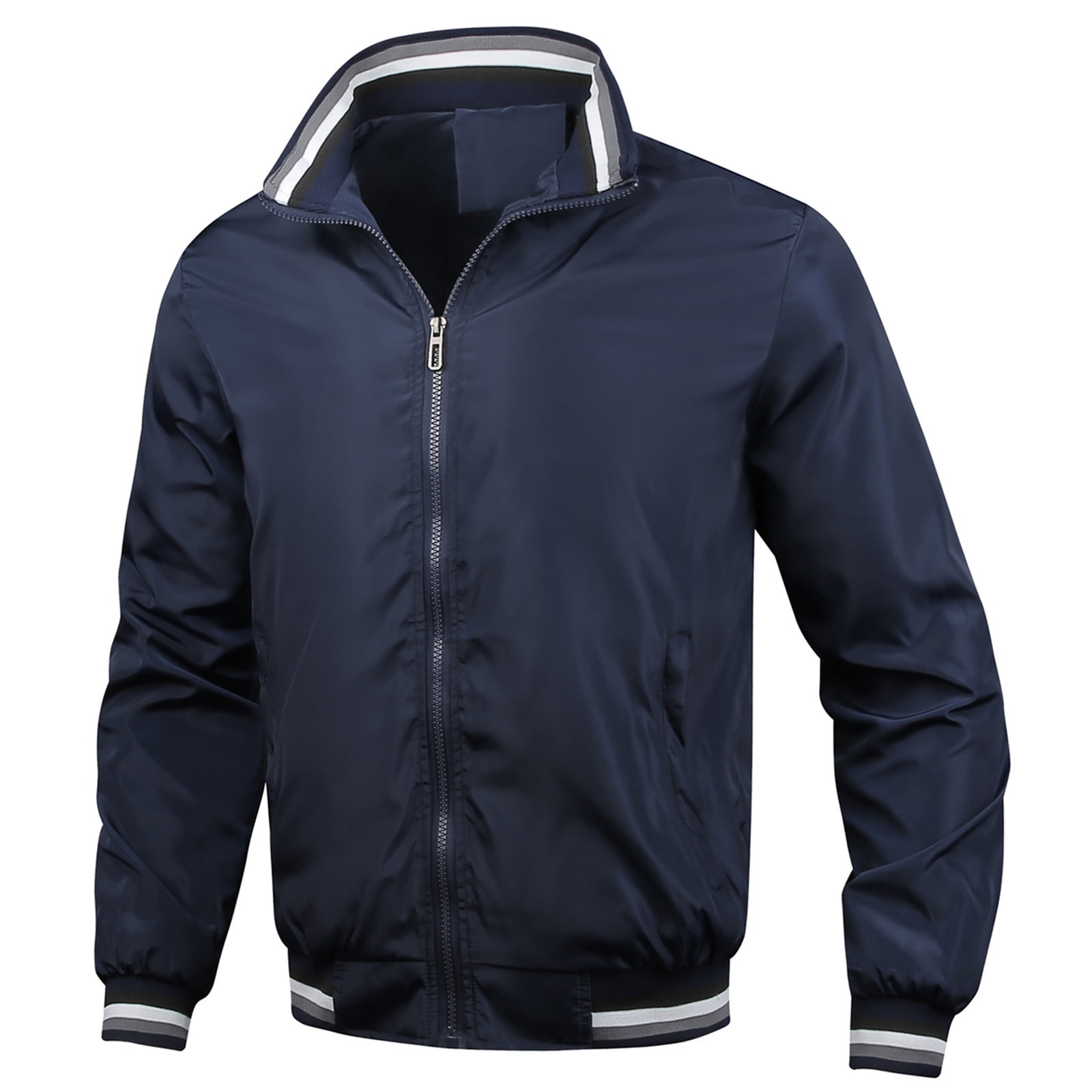 Men's Quilted Bomber Jacket with High Collar and Zip Pockets main image 1