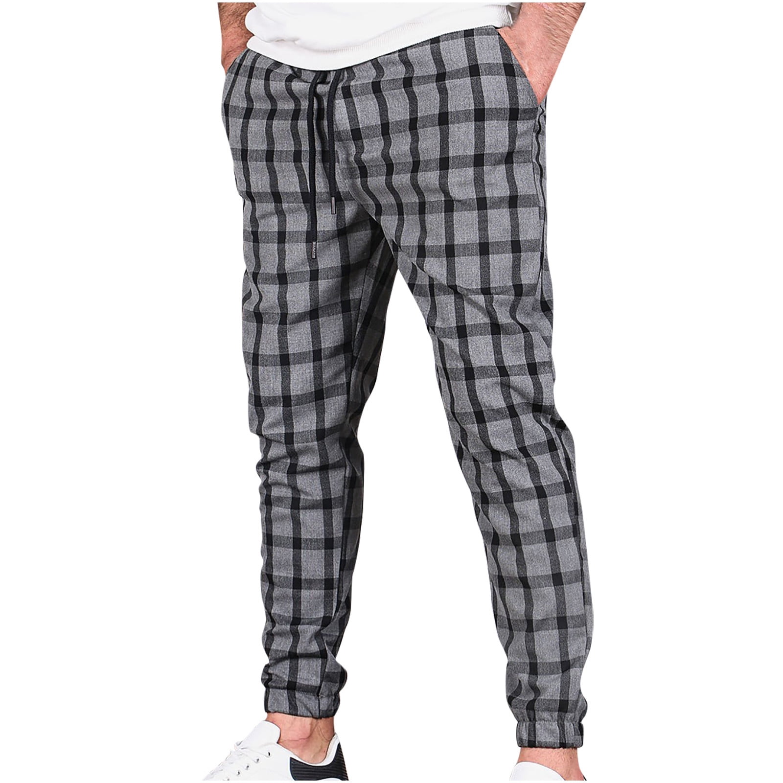 Men's Plaid Straight Jogging Pants