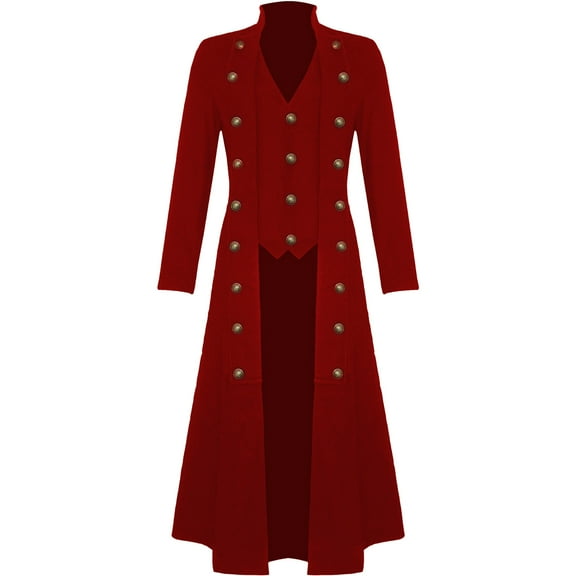 HTNBO Mens Vintage Tailcoat Jacket Goth Long Steampunk Victorian Frock Coat Renaissance Pirate Coat Jacket