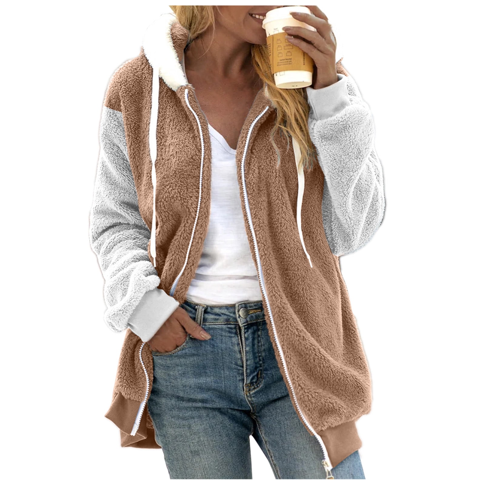 Zip Up Collared Neck Long Sleeve Winter Coat