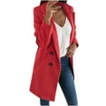 thumbnail image 1 of HTNBO Plus Size Outerwear Jackets for Women Long Sleeve Solid Color Winter Casual Fall Cardigan Coat Anorak Red, 1 of 5