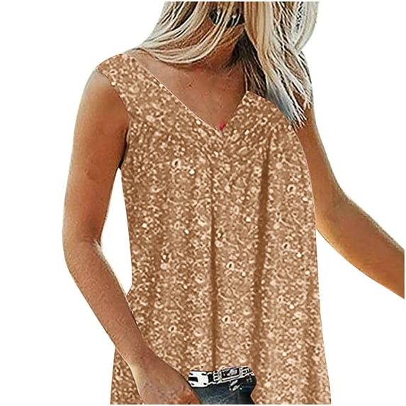 HTNBO Plus Size Tank Tops for Women - Casual Summer Trendy V Neck Ditsy Floral Flowy Sleeveless Tops