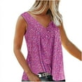 thumbnail image 1 of HTNBO Plus Size Tank Tops for Women - Casual Summer Trendy V Neck Ditsy Floral Flowy Sleeveless Tops, 1 of 5