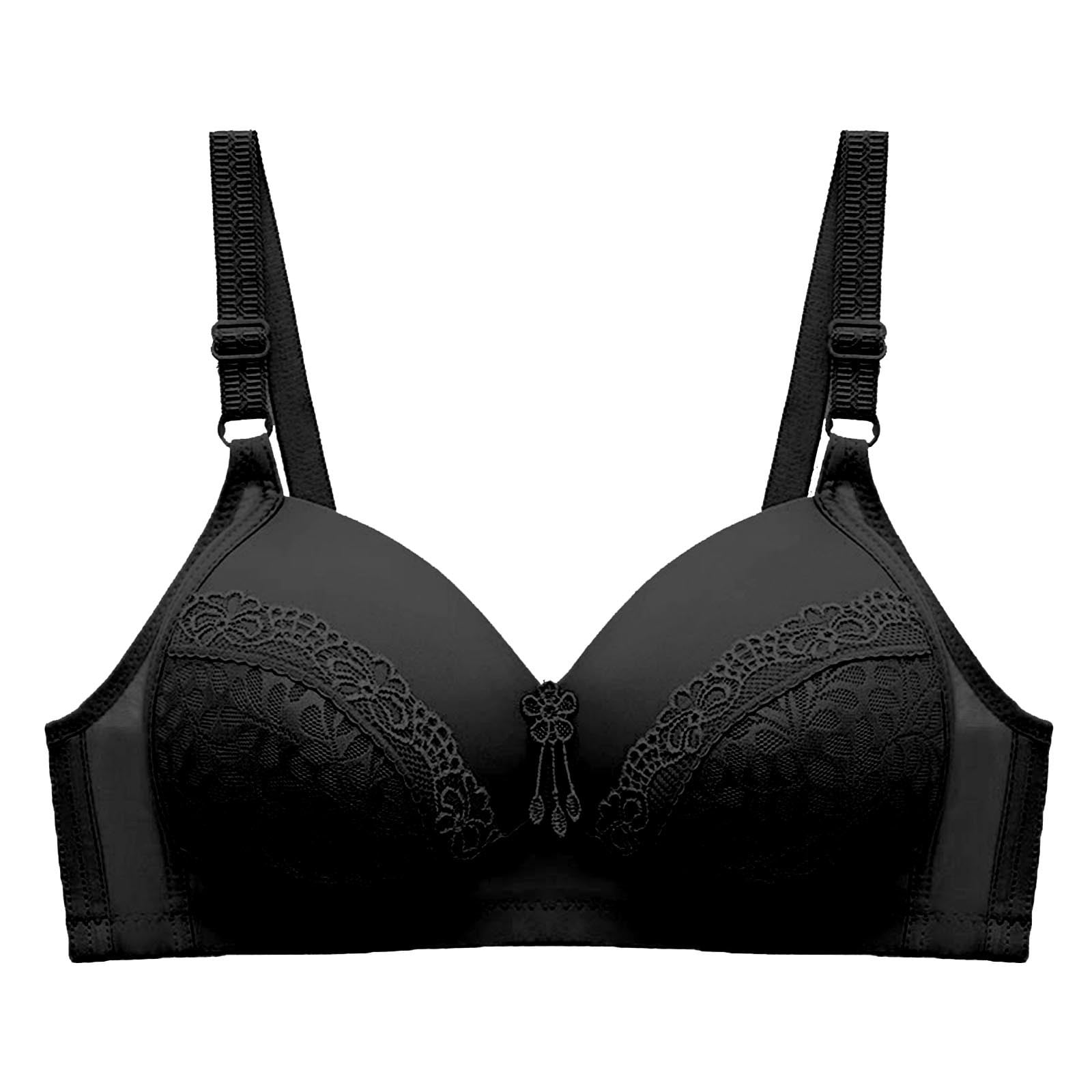 HTNBO Plus Size Wireless Bra for Women Wirefree Comfort Underwear Front Closure Solid Color Black XL