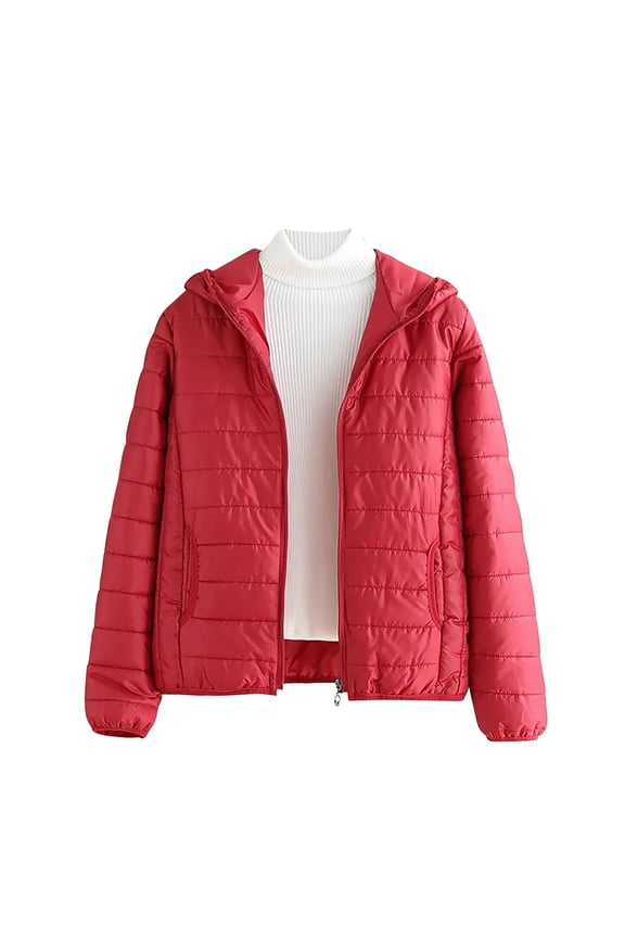 Puffer Jacket Womens Lightweight Down Coats Packable Quilted Puffer Jacket with Hood Winter Warm Outwear