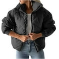 thumbnail image 1 of HTNBO Puffer Jacket Womens Quilted Jacket Warm Comfy Zip Up Jacket Trendy Lapel Down Jacket Padded Outerwear Coats, 1 of 6