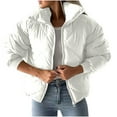 thumbnail image 1 of HTNBO Puffer Jacket Womens Quilted Jacket Warm Comfy Zip Up Jacket Trendy Lapel Down Jacket Padded Outerwear Coats, 1 of 6