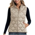 thumbnail image 1 of HTNBO Puffer Vest Women Fall Quilted Jacket Zip-Up Sleeveless Outwear Vests Lightweight Stand Collar Coats With Pocket, 1 of 8