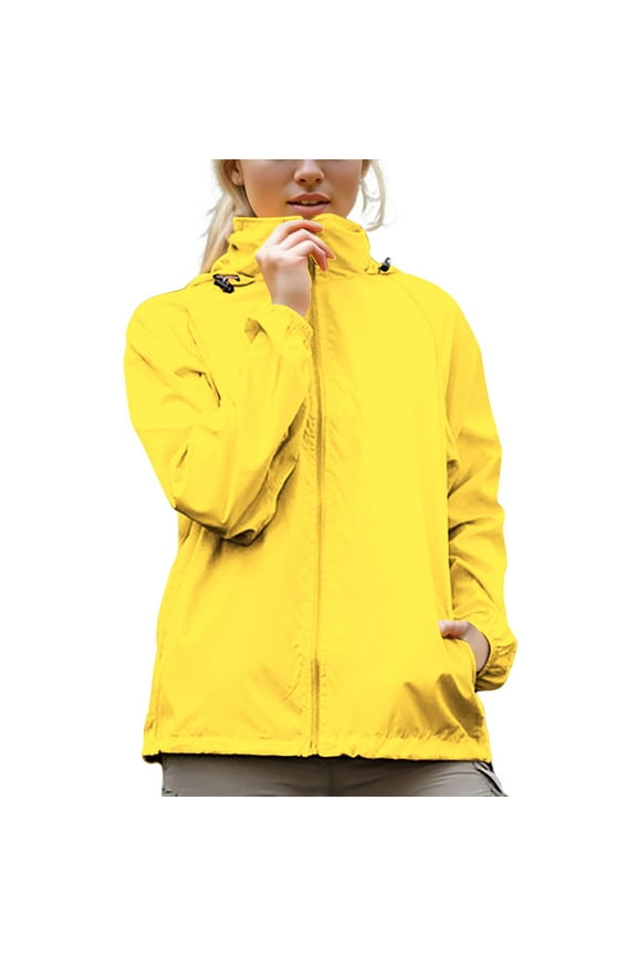 Rain Jacket Women Waterproof Lightweight Windbreaker Jacket with Hood Outdoor Sports Packable Raincoat with Pockets