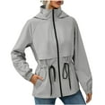 thumbnail image 1 of HTNBO Raincoat for Women Lightweight Waterproof Windproof Drawstring Adjustable Windbreaker Rain Jacket Hooded, 1 of 8