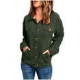 thumbnail image 1 of HTNBO Shackets for Women Button Down Solid Shirts Fall Lightweight Jacket Long Sleeve Oversized Corduroy Shacket, 1 of 8