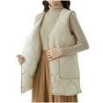 thumbnail image 1 of HTNBO Sherpa Lined Quilted Vest for Women Button Up Sleeveless Padded Down Puffer Jackets Versatile Warm Winter Outerwear, 1 of 3