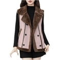 thumbnail image 1 of HTNBO Sherpa Vest Womens Faux Fur Lapel Fuzzy Waistcoat Sleeveless Jackets Fleece Lined Plush Edge Warm Gilet, 1 of 8