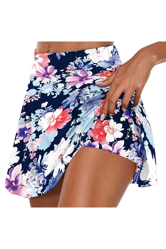 Womens Ladies Skorts Skirts for Summer Workout Stretchy Elastic Waist Gradient Tennis Golf Yoga Short
