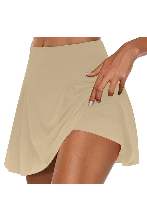 Skorts Skirts for Women Summer Athletic Stretchy Elastic Waist Solid Color Tennis Yoga Short Summer Trends