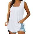 thumbnail image 1 of HTNBO Solid Color Square Neck Tank Tops for Women Pleated Flowy Summer Sleeveless Tops Dressy Casual Tees, 1 of 8