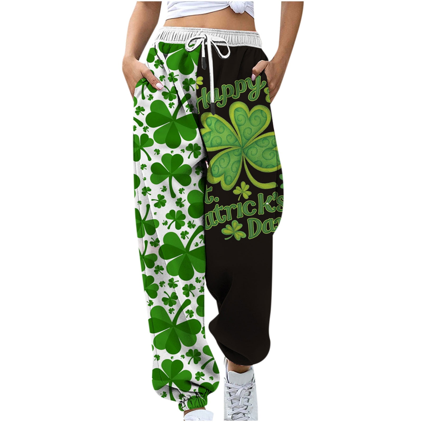 HTNBO St. Patrick's Day Sweatpants for Women Casual Green Printed ...