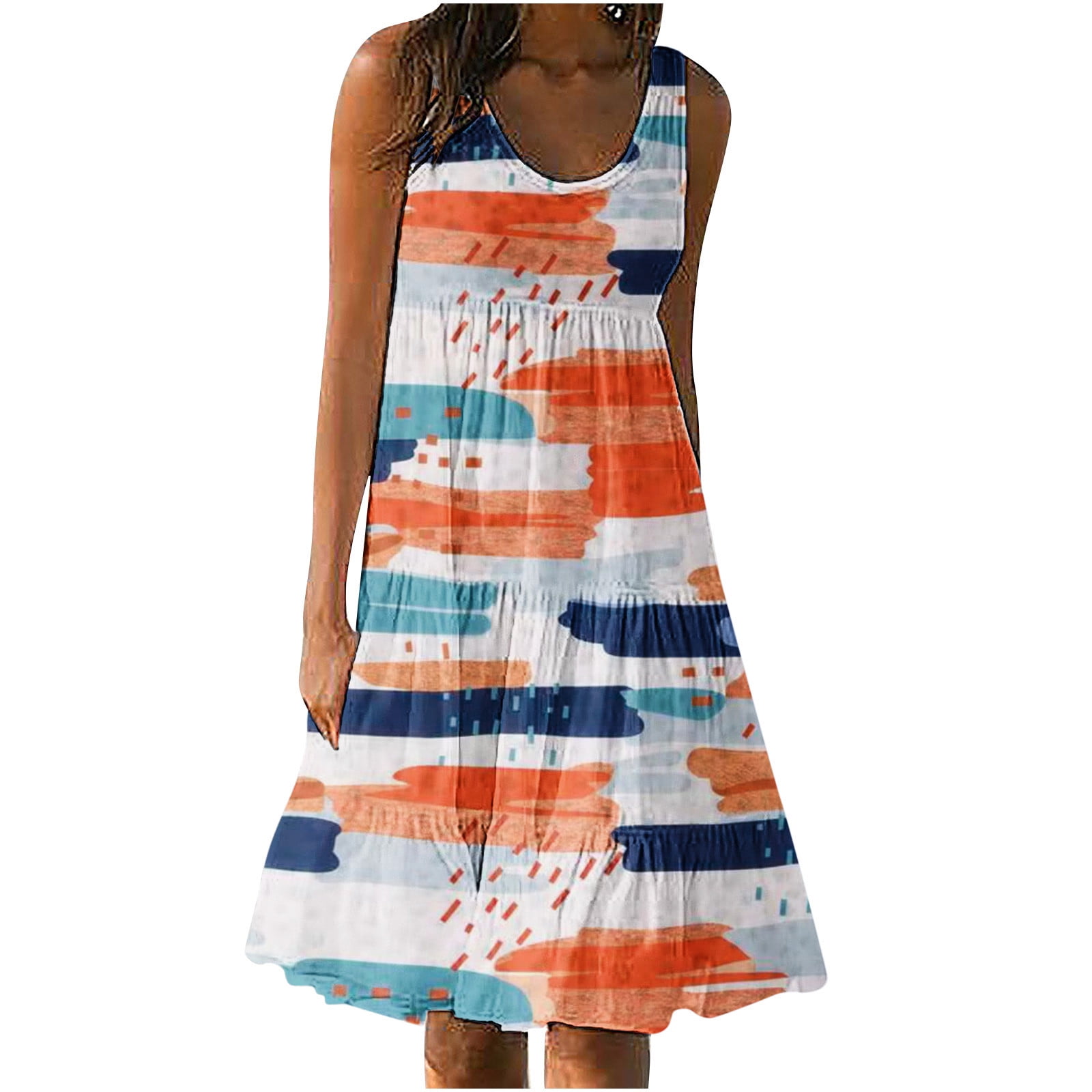 HTNBO Summer Beach Vacation Dress for Women Summer Floral Print Flowy