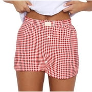 HTNBO Summer Casual Plaid Shorts for Women