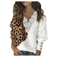 thumbnail image 1 of HTNBO Sweater for Women Plaid Leopard Print Long Sleeve Pullover, 1 of 8