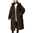thumbnail image 1 of HTNBO Winter Coat Women Thicken Warm Down Coat Quilted Puffer Jackets Mid Long Parka Hooded Anorak Overcoat Outwear, 1 of 6