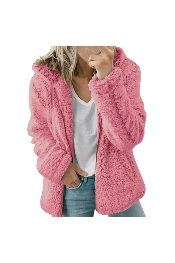 Winter Coats for Women Fleece Jacket Warm Casual Coats with Pockets Long Sleeve Cardigans Sweaters