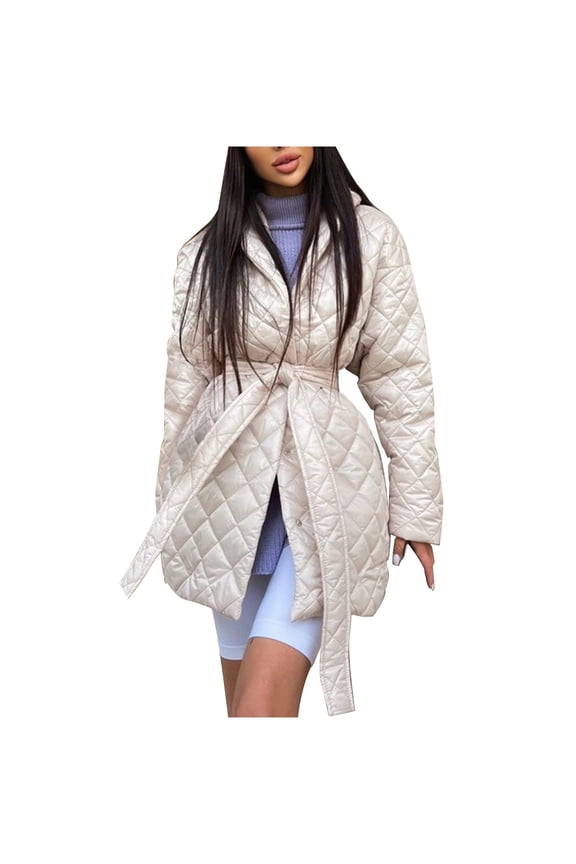 Winter Jackets Women Trench Coat Quilted Lightweight Puffer Jacket Stand Collar Fashion Warm Peacoat