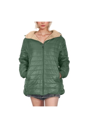 Winter Puffer Jacket Womens Sherpa Coats Fleece Lined Quilted Pullover down Jacket Lightweight Zipper Outerwear