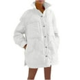 thumbnail image 1 of HTNBO Women Baggy Winter Puffer Coats Collarless Oversized Mid Long Jacket Button Long Sleeve Solid Warm Quilted Outerwear, 1 of 7
