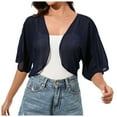 thumbnail image 1 of HTNBO Women Bolero Shrug Cardigan Open Front Cover Up Sheer Short Sleeve Kimonos for Evening Dress, 1 of 6