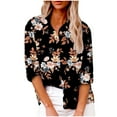 thumbnail image 1 of HTNBO Women Button Down Shirts Lapel Floral Printed Long Sleeve Blouse Boho Dressy Casual Fall Tops 2023 Fashion, 1 of 8