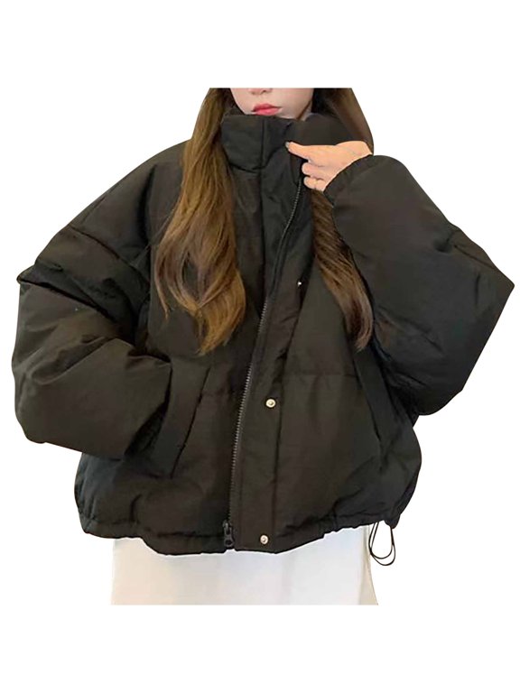 Women Down Jacket Short Parka Coat Fashion Warm Turtleneck Streetwear Casual Puffer Jacket