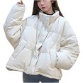 thumbnail image 1 of HTNBO Women Down Jacket Short Parka Coat Fashion Warm Turtleneck Streetwear Casual Puffer Jacket, 1 of 8