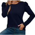 thumbnail image 1 of HTNBO Women Dressy Tops Casual Long Sleeve Crew Neck Puff Sleeve Top T-Shirt Blouse Basic Autumn Trends, 1 of 7