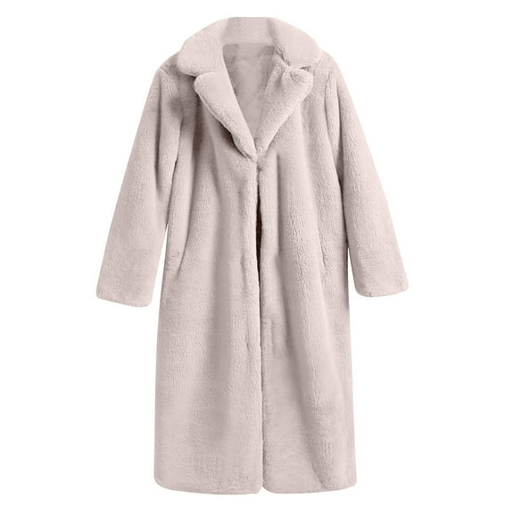 HTNBO Women Faux Fur Full Length Winter Coat Warm Fluffy Fleece Long Parka Jacket Thick Plus Size Sherpa Overcoat