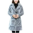 thumbnail image 1 of HTNBO Women Faux Fur Full Length Winter Coat Warm Fluffy Fleece Long Parka Jacket Thick Sherpa Outerwear Overcoat, 1 of 5