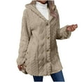 thumbnail image 1 of HTNBO Women Fleece Jacket Coat Button Up Sherpa Jacket with Hood Side Split Open Front Cardigan Coat Warm Winter Coats, 1 of 8